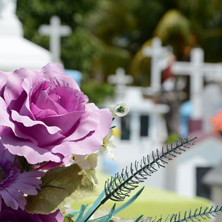 gerbe floral dans un cimetière