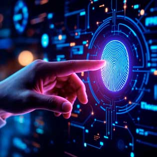 doigt touchant une empreinte digitale sur un écran