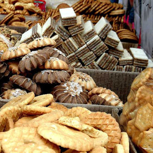 biscuits sur un présentoir