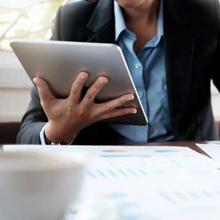 employee with a tablet