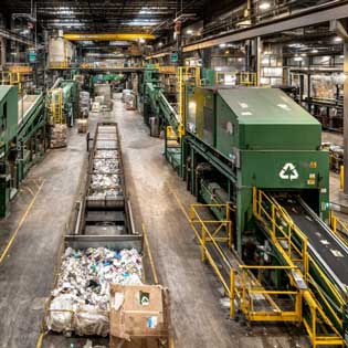 waste management facility with advanced recycling machinery
