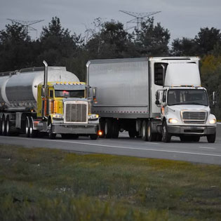 trucks on the road