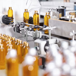 cosmetics in a production line