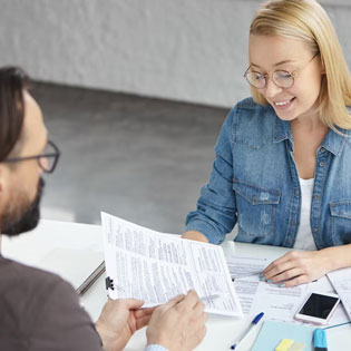 recruiter showing a candidate's contract