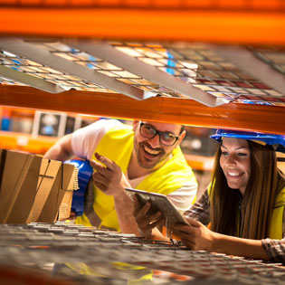 employees in a logistics center