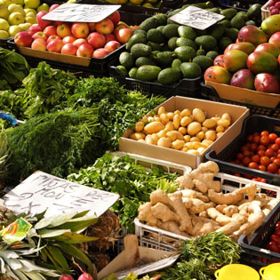 légumes et fruits en exposition