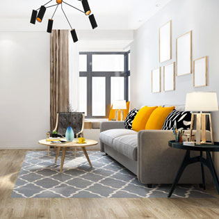 salon moderne d''un appartement avec divers équipements