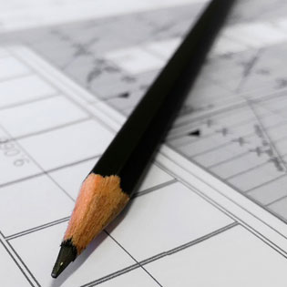 crayon sur un plan d''habitation