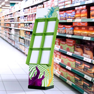 publicité colorée sur le lieu de vente